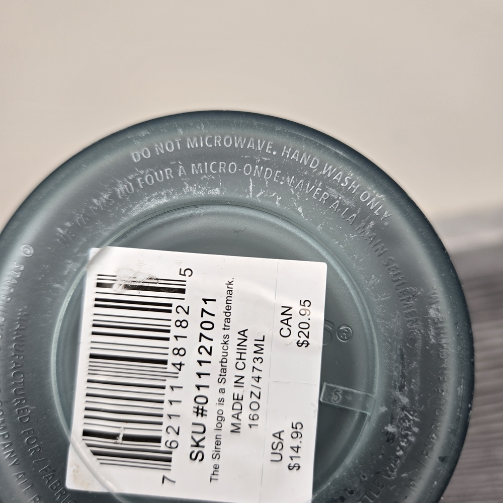 2021 Starbucks Tumbler 16oz‎ Mint Frosted Ribbon Tumbler Grande Size Hot or Cold - Picture 14 of 15